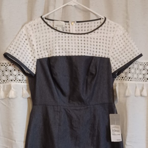 Donna morgan Denim and Eyelet Dress 6P - Picture 1 of 5